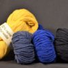 Strickwolle 100 Prozent Schafwolle gelb blau