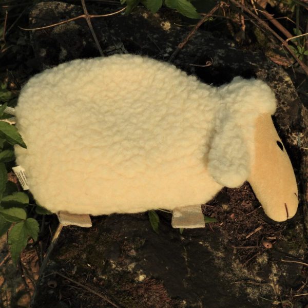 Schafwoll Kuscheltier mit Kirschkern Kissen Schaf