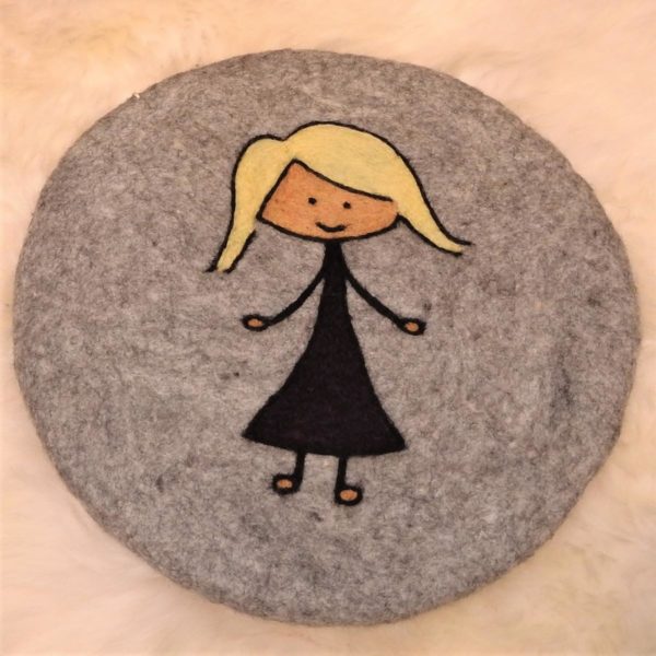 Schafwoll-Filz-Sitzauflage rund Familie: Mama/Mutter