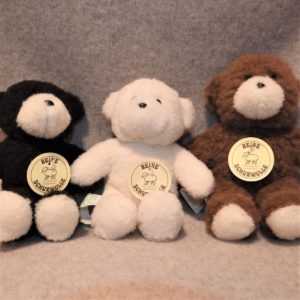 Schafwoll-Kuscheltier Teddy-Bär braun und weiß Trio