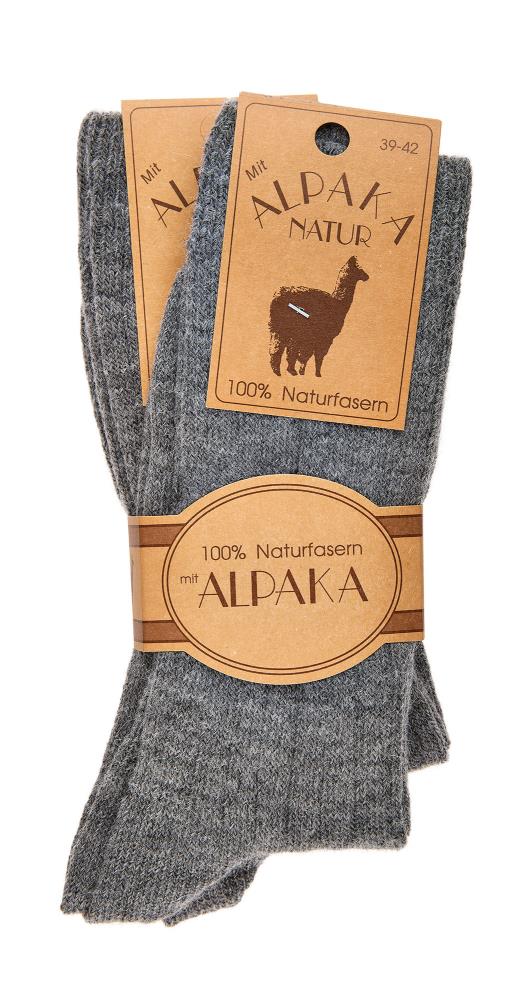 Schafwolle und Alpakawolle Socken grau