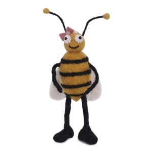 Schafwoll-Filz-Figur Biene mit Haarschleife - Hänger