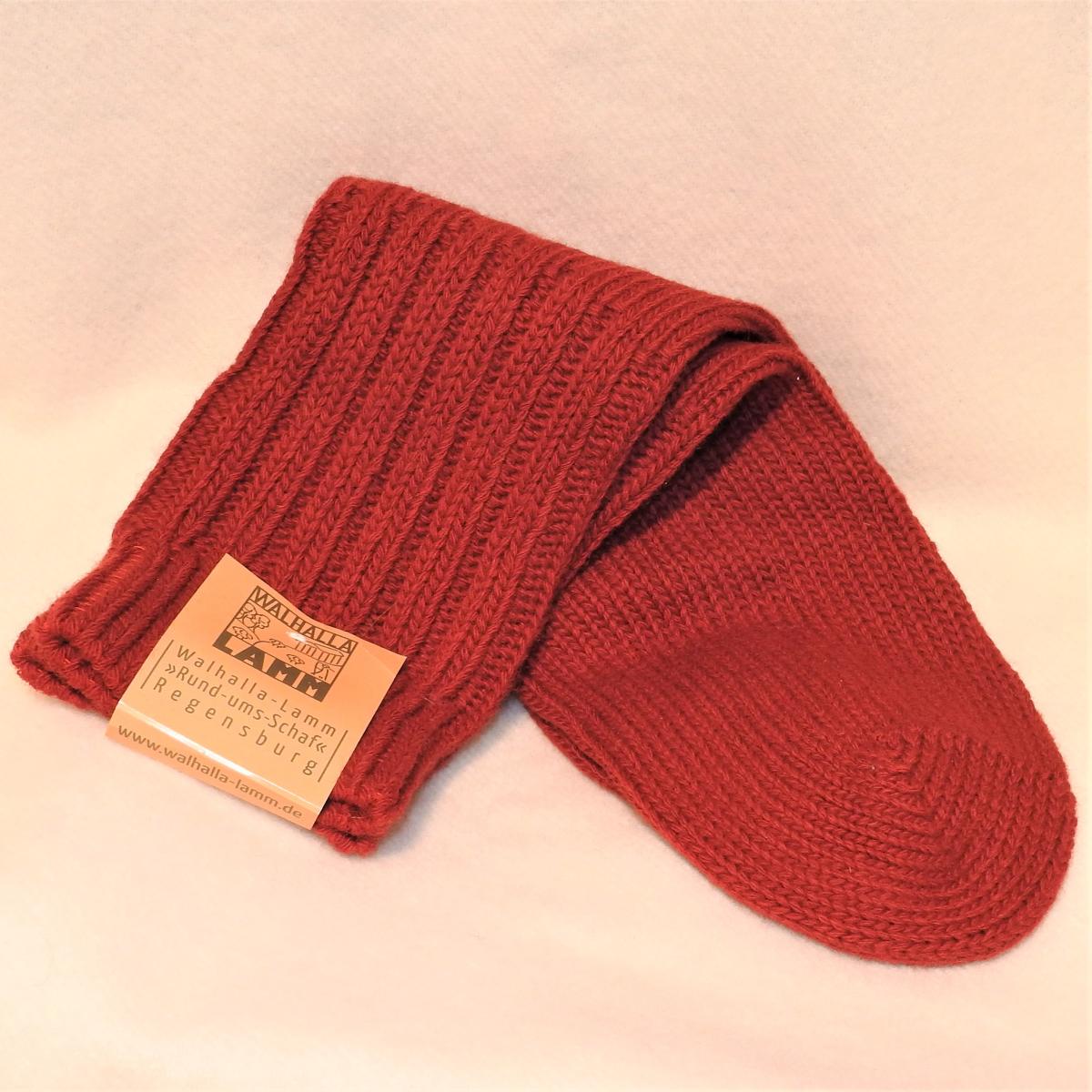 Walhalla-Lamm Schafwoll-Socken grobgestrickt rot Walhalla-Lamm Schafwoll-Socken grobgestrickt rot