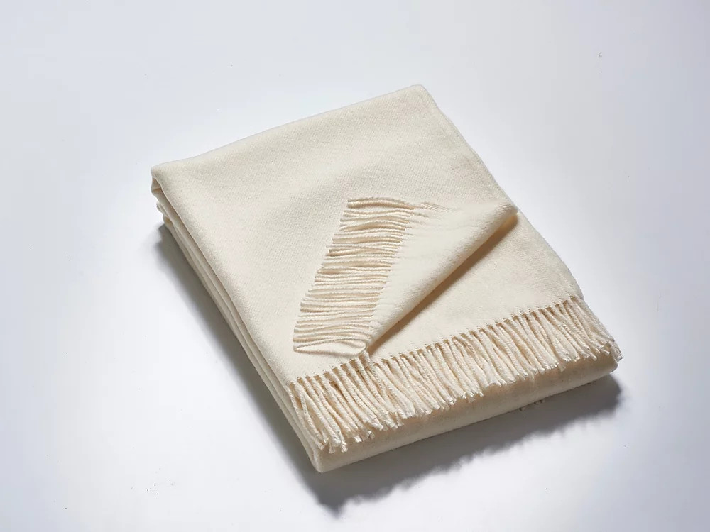 Wolldecke Plaid weiss