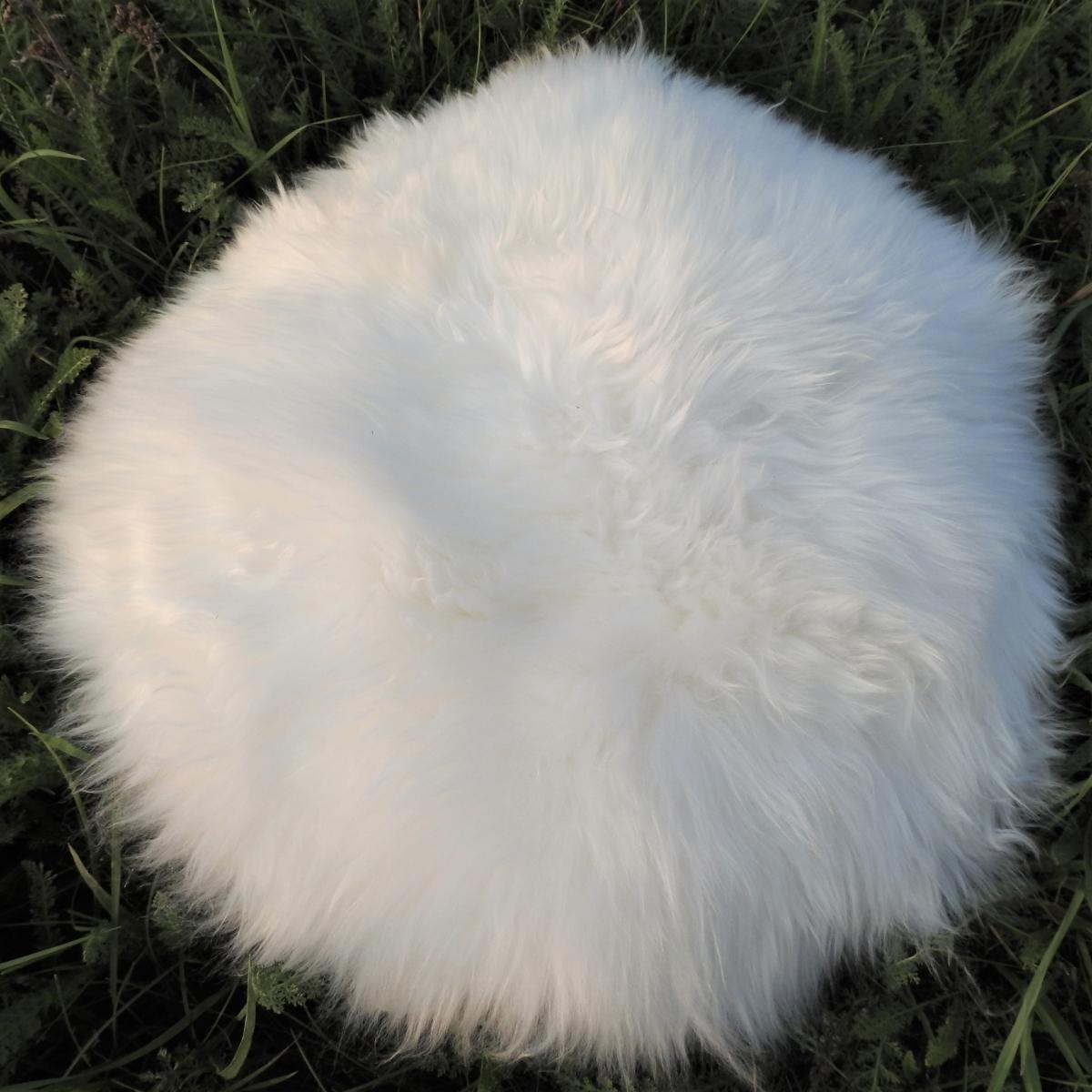 Lammfell Sitzauflage Stuhlauflage rund weiß Lammfell Sitzauflage Stuhlauflage rund weiß