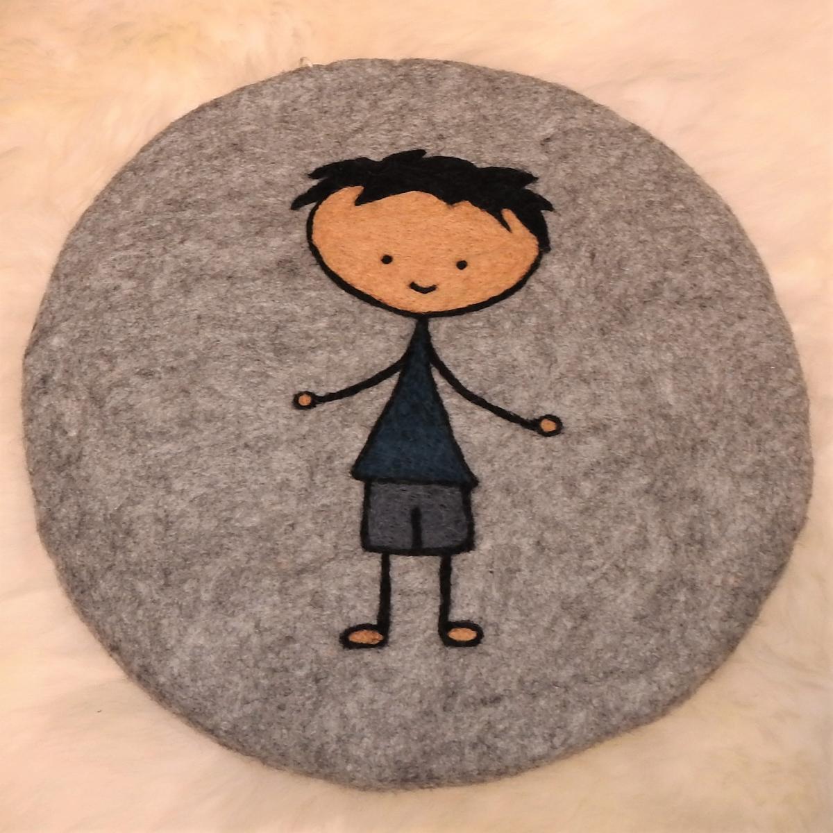 Schafwoll-Filz-Sitzauflage rund Familie: Papa/Vater Schafwoll-Filz-Sitzauflage rund Familie: Papa/Vater