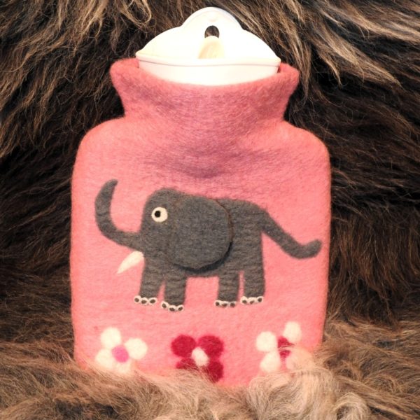 Filz-Wärmflasche klein Elefanten rosa