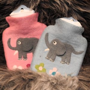 Filz-Wärmflasche klein Elefanten rosa und blau