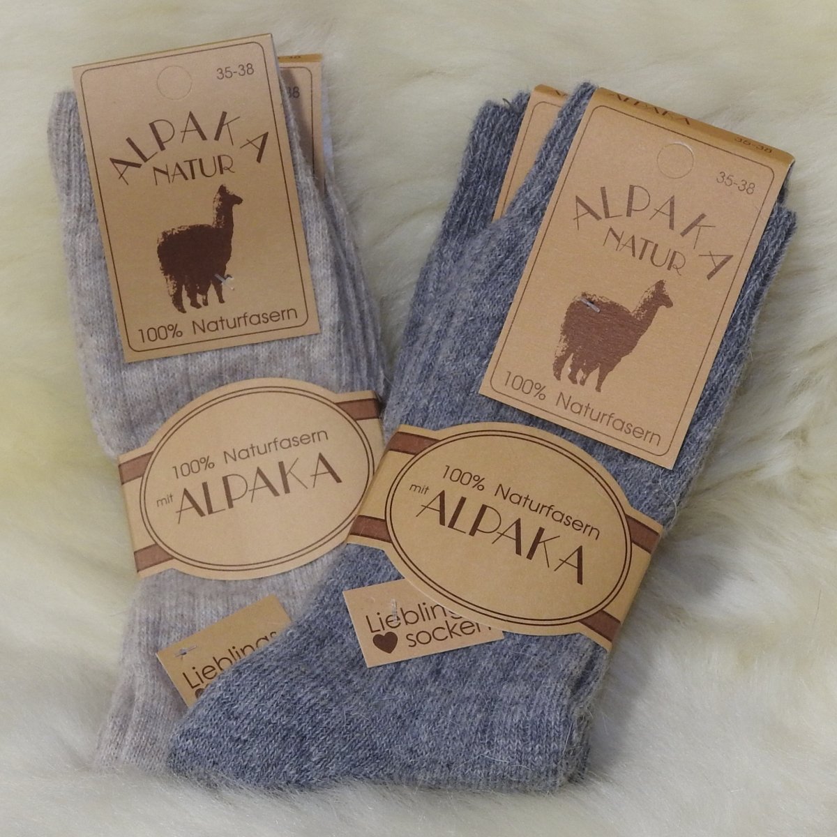 Schafwolle und Alpakawolle Socken 35-38