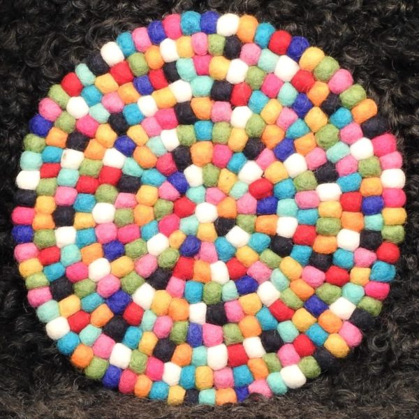 Schafwoll-Filz-Untersetzer Multicolor rund kleine Kugeln