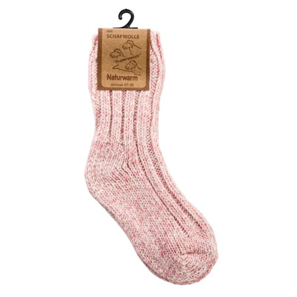 Kindersocken mit Schaf-Wolle rosa meliert