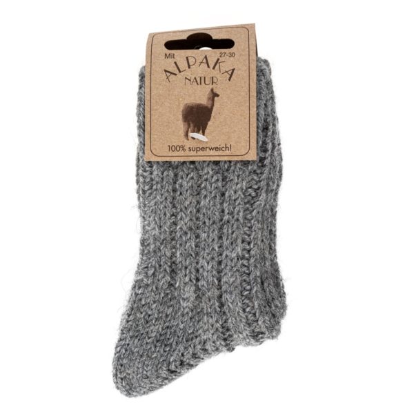 Kindersocken mit Schafwolle und Alpakawolle grau