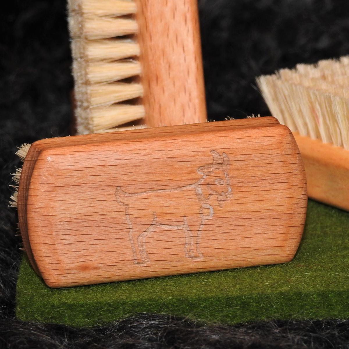 Kinder-Nagelbürste Buchenholz mit Borste Motiv Ziege
