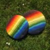 Schafwollfilz Sitzauflage Regenbogen rund