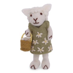 Schafwoll-Filz-Figur Schaf mit Eierkorb