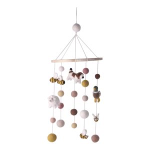 Schafwoll-Filz-Mobile Bauernhoftiere Schaf, Ente, Hund, Bienen