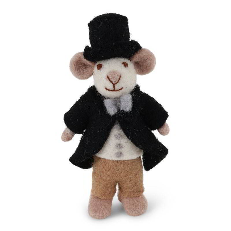 Schafwoll-Filz-Figur Bräutigam im Hochzeits-Anzug mit Zylinder und Fliege Hochzeit